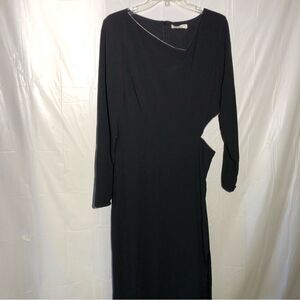 Black Long Sleeve Cutout Dress With Silver Detail